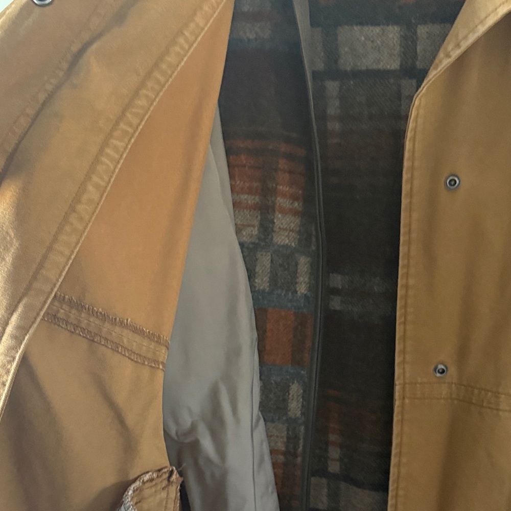 LL BEAN / 70's Aztec Trench Coat MADE IN USA WOOL Blanket Lined - Picture 6 of 15